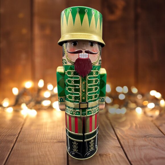 Christmas Decorative Nutcracker Soldier Empty Tin Collectible - Picture 1 of 9